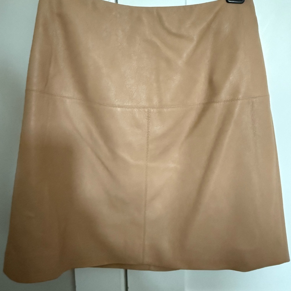 Ted Baker Tan A-Line Leather Skirt